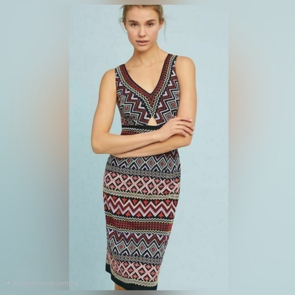 Anthropologie Akemi + Kin Embroidered Slim Fit Dress